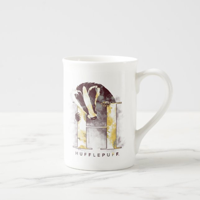 Harry Potter | HUFFLEPUFF™ Badger Watercolor Bone China Mug (Right)