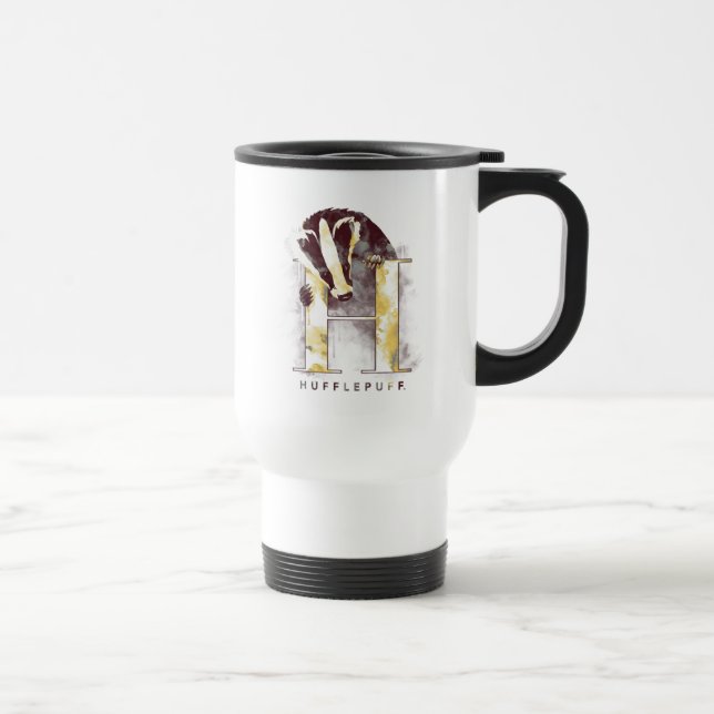 Harry Potter | HUFFLEPUFF™ Badger Watercolor Travel Mug (Right)