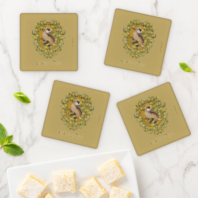 HARRY POTTER™ | HUFFLEPUFF™ Crest Coaster Set (In Situ)