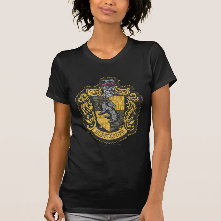 HARRY POTTER Unisex Adults Hufflepuff Crest Print T-Shirt 