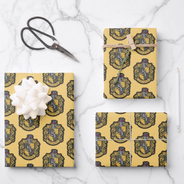 Harry Potter | Hufflepuff Crest Patch Wrapping Paper Sheets (Front)