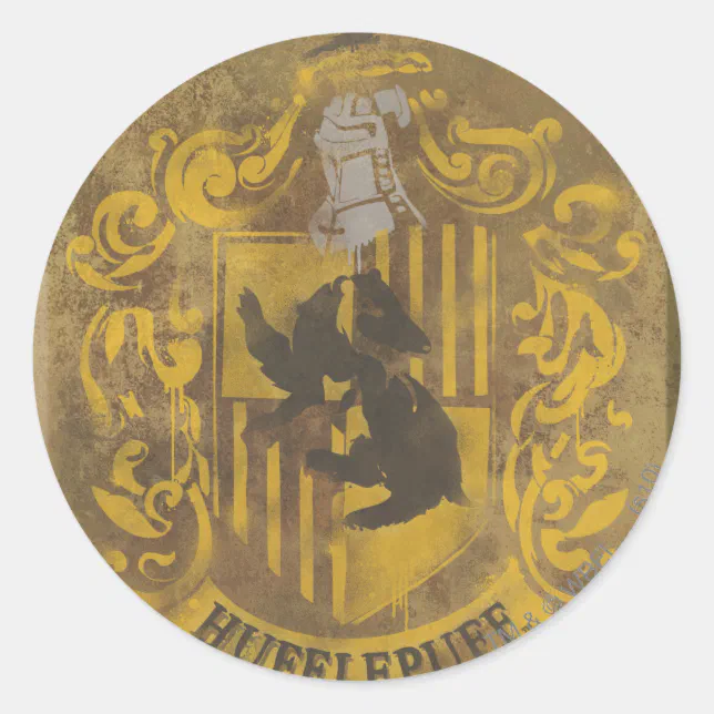 Harry Potter | Hufflepuff Crest Spray Paint Classic Round Sticker | Zazzle