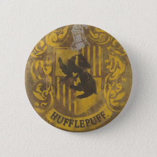 Harry Potter   Hufflepuff Crest Spray Paint Pinback Button