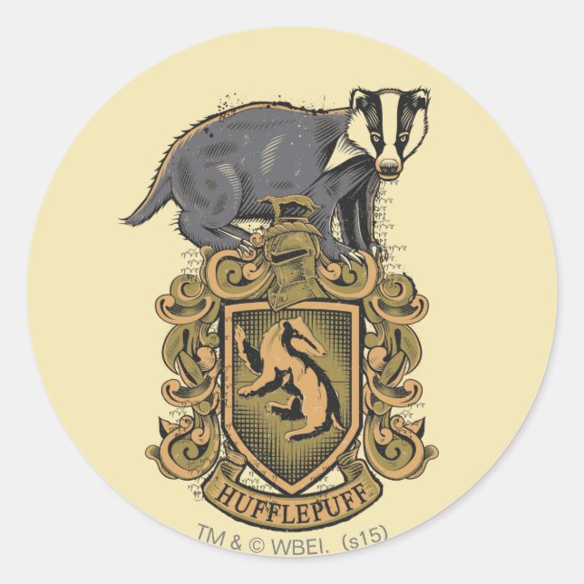 Harry Potter | Hufflepuff Crest with Badger Classic Round Sticker (Front)