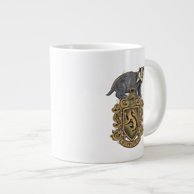 Harry Potter | Hufflepuff Crest with Badger Large Coffee Mug (Front Right)