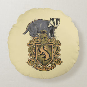 Harry Potter   Hufflepuff Crest with Badger Round Pillow