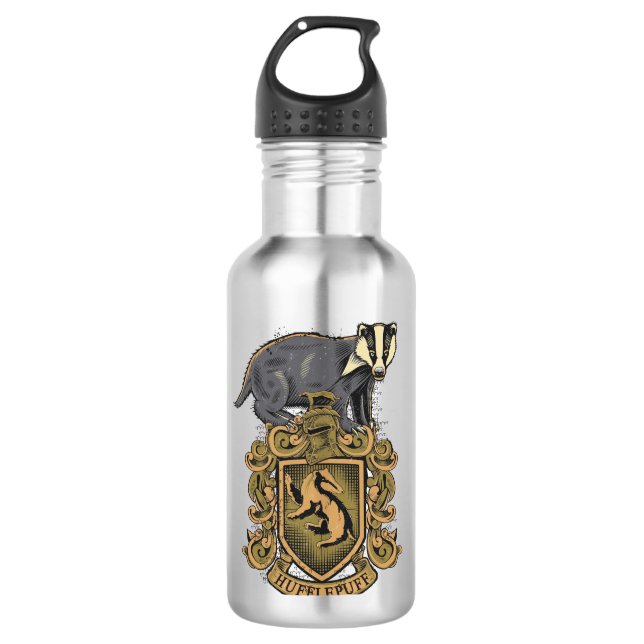 Harry Potter | Hufflepuff Crest with Badger Stainless Steel Water Bottle (Front)