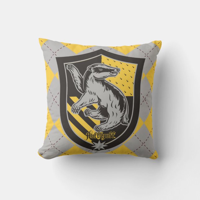 Harry Potter | Hufflepuff House Pride Crest Throw Pillow (Front)