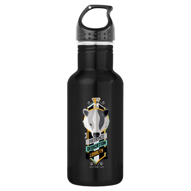 Harry Potter | HUFFLEPUFF™ House Traits Sigil Stainless Steel Water Bottle (Front)