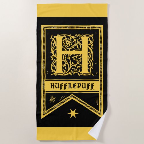 Harry Potter  Hufflepuff Monogram Banner Beach Towel