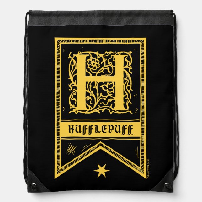 Harry Potter | Hufflepuff Monogram Banner Drawstring Bag (Front)