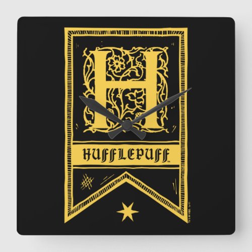 Harry Potter  Hufflepuff Monogram Banner Square Wall Clock