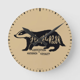 Harry Potter   HUFFLEPUFF™ Silhouette Typography Round Clock