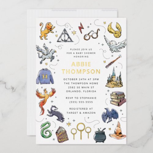 Harry Potter Icons Baby Shower Foil Invitation