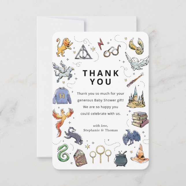 Harry Potter Icons Baby Shower Thank You Invitation (Front)
