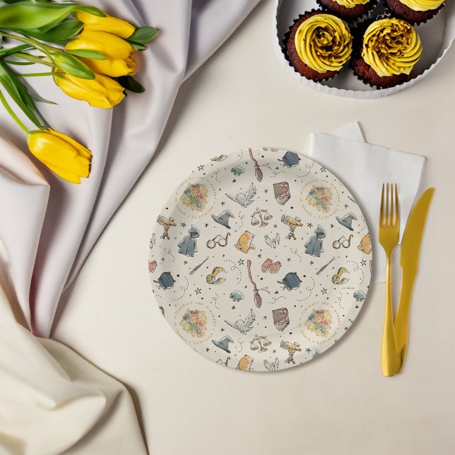 Harry Potter Icons Pattern - Baby Shower Paper Plates (Plate on table)
