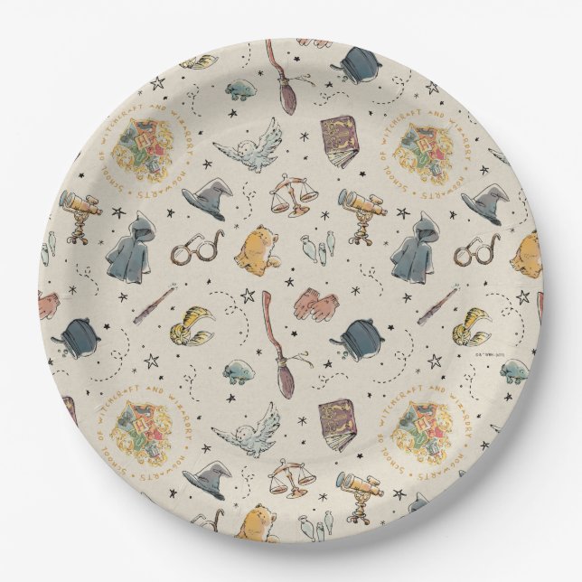 Harry Potter Icons Pattern - Birthday Paper Plates (Front)