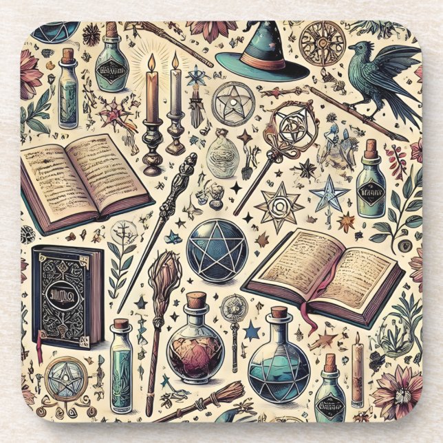 Harry Potter inspired magical drink coasters. Beverage Coaster (Front)