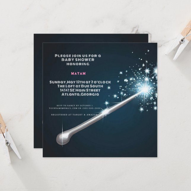 Harry Potter | Magic wand Baby Shower Invitation (Front/Back In Situ)