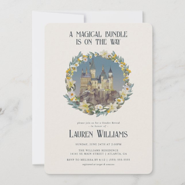 Harry Potter Magical Hogwarts Castle Gender Reveal Invitation (Front)