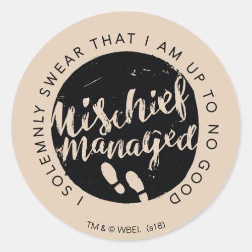 Harry Potter  Marauders Map Charms Typography Classic Round Sticker