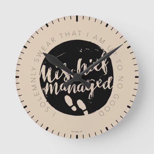 Harry Potter  Marauders Map Charms Typography Round Clock