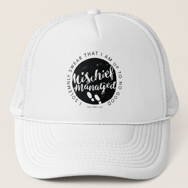 Harry Potter | Marauder's Map Charms Typography Trucker Hat (Front)