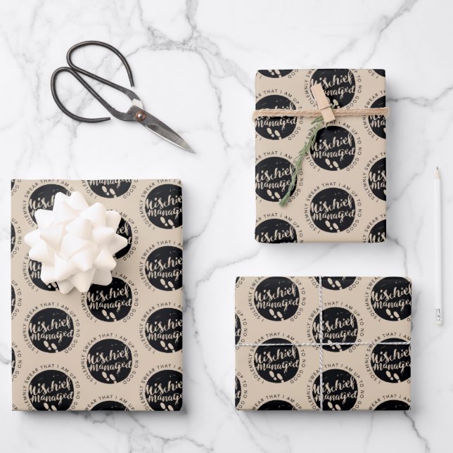 Harry Potter | Marauder's Map Charms Typography Wrapping Paper Sheets (Front)
