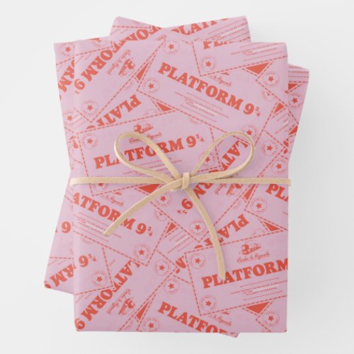 HARRY POTTER  Platforn 9 34 Train Tickets Wrapping Paper Sheets