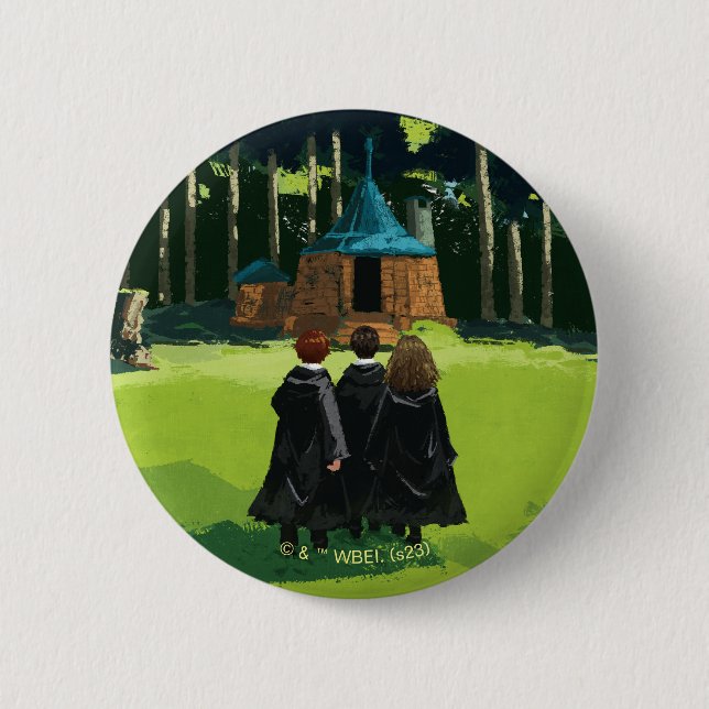 HARRY POTTER™, Ron, & Hermione at Hagrid's Hut Button (Front)