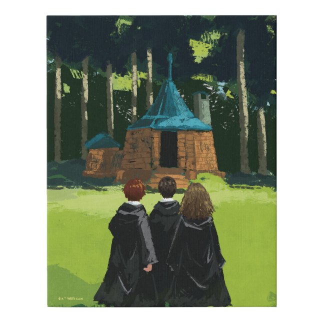 HARRY POTTER™, Ron, & Hermione at Hagrid's Hut Faux Canvas Print (Front)