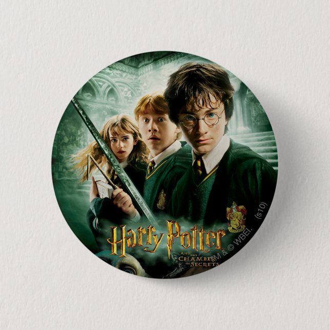 Harry Potter Ron Hermione Dobby Group Shot Pinback Button (Front)