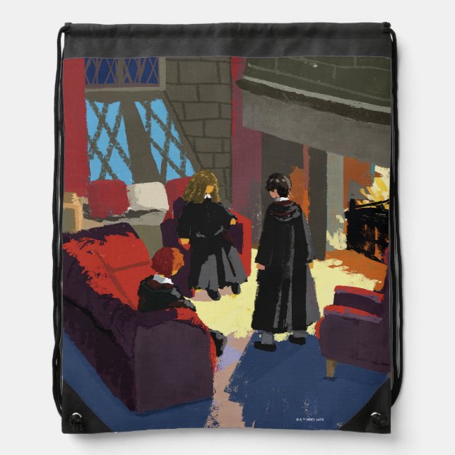 HARRY POTTER™, Ron, & Hermione in Common Room Drawstring Bag (Front)