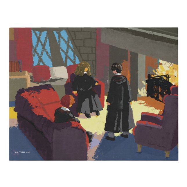 HARRY POTTER™, Ron, & Hermione in Common Room Faux Canvas Print (Front)
