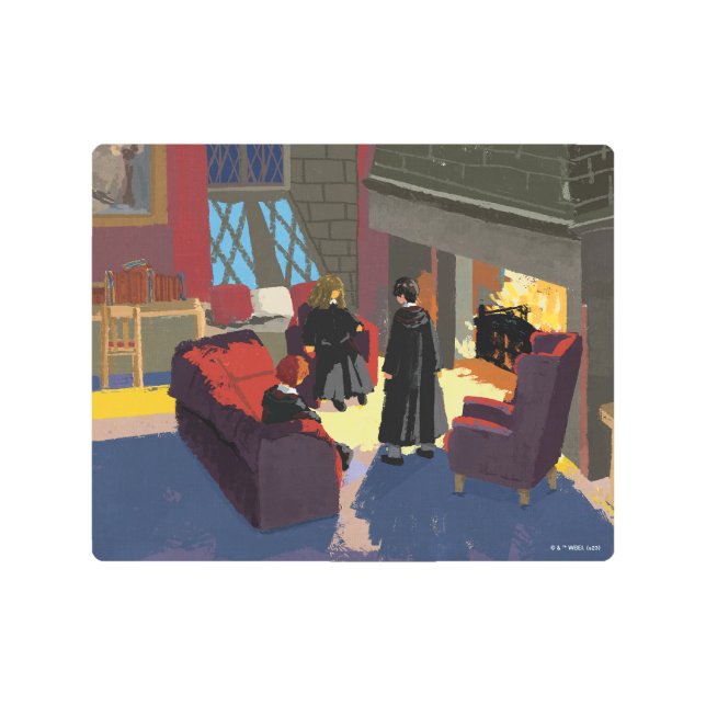 HARRY POTTER™, Ron, & Hermione in Common Room Metal Print (Front)
