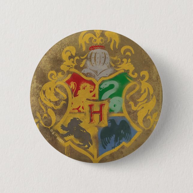 Harry Potter | Rustic Hogwarts Crest Pinback Button (Front)
