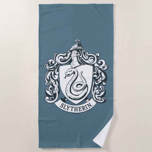 Harry Potter  Slytherin Crest _ Black and White Beach Towel
