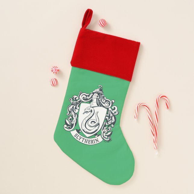 Harry Potter | Slytherin Crest - Black and White Christmas Stocking (Front)
