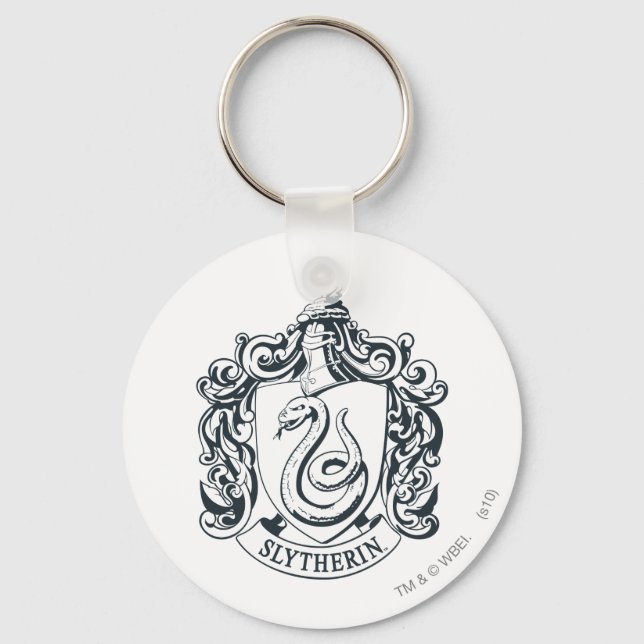 Harry Potter | Slytherin Crest - Black and White Keychain (Front)
