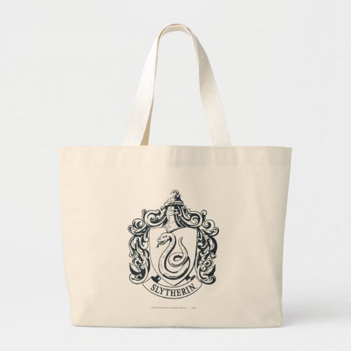 Harry Potter  Slytherin Crest _ Black and White Large Tote Bag