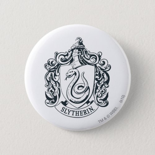 Harry Potter  Slytherin Crest _ Black and White Pinback Button