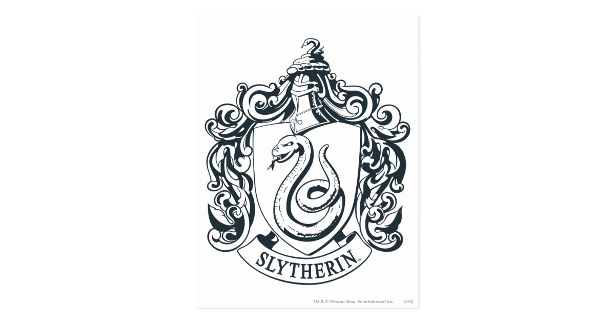 Harry Potter Slytherin Crest Black And White Postcard Zazzle Com