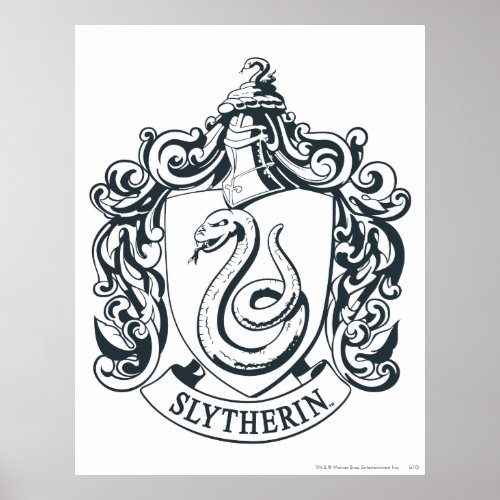 Harry Potter  Slytherin Crest _ Black and White Poster