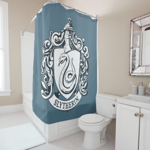 Harry Potter  Slytherin Crest _ Black and White Shower Curtain