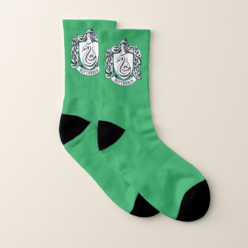 Harry Potter  Slytherin Crest _ Black and White Socks