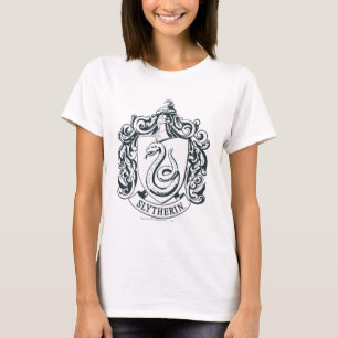 Harry Potter   Slytherin Crest - Black and White T-Shirt