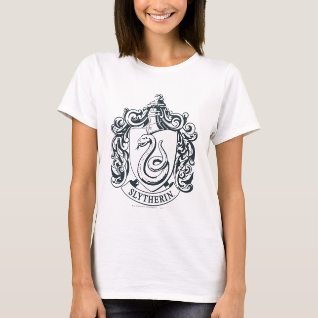 Harry Potter | Slytherin Crest - Black and White T-Shirt (Front)