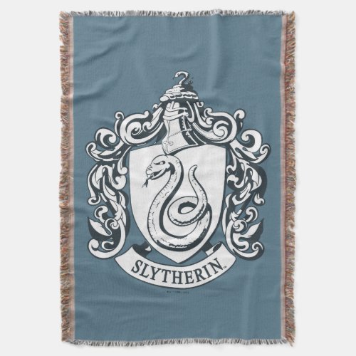 Harry Potter  Slytherin Crest _ Black and White Throw Blanket