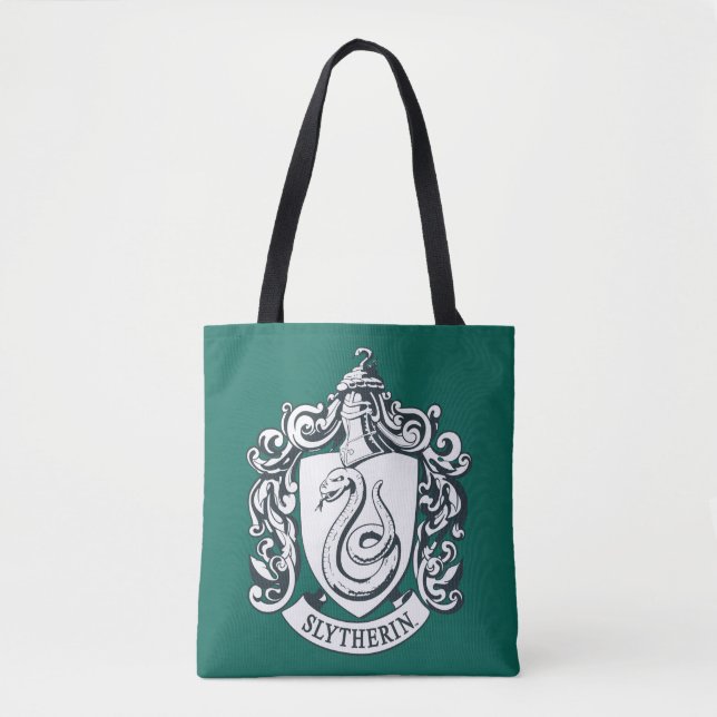 Harry Potter | Slytherin Crest - Black and White Tote Bag (Front)