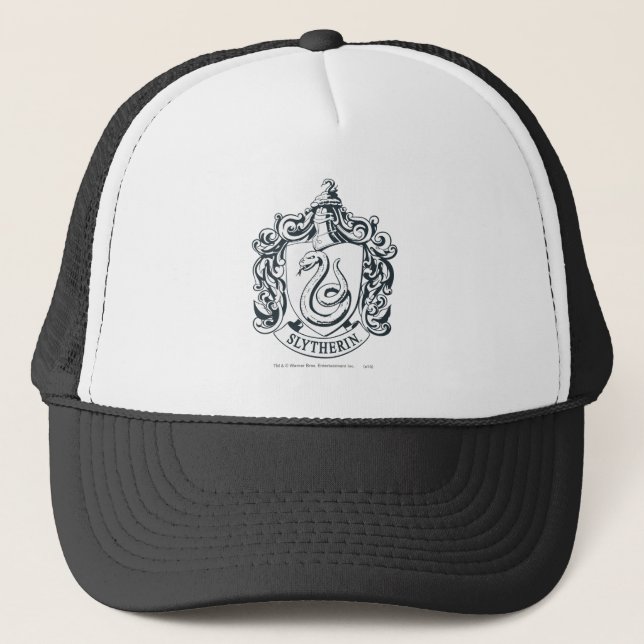 Harry Potter | Slytherin Crest - Black and White Trucker Hat (Front)